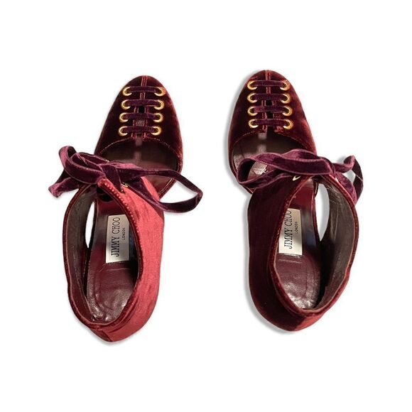 Jimmy Choo Velvet lace-up Tie Heels |Size:IT38| - Picture 9 of 12